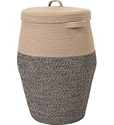 26" x 20" Tall Extra Large Storage Basket with Lid, Cotton Rope Storage Baskets, Woven Laundry Ha...