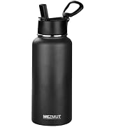 MEZMUT Insulated Water Bottle with Straw 32 oz Metal Water Bottle Leakproof Travel Stainless Stee...