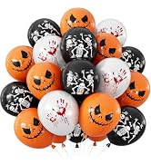 Adeyoo Halloween Balloons, Orange Black White Balloons, Spooky Party Decor | 50 Pcs 12 Inch Hallo...