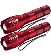 Victoper LED Flashlight 2 Pack Red, Bright High Lumens Tactical Flashlights High Lumens with 5 Mo...