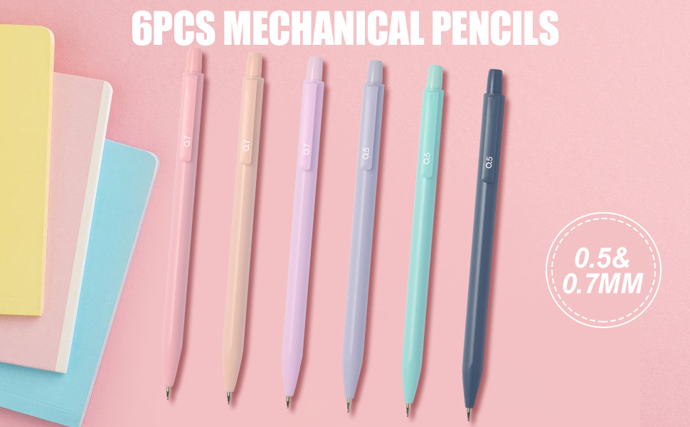 6PCS PASTEL MECHANICAL PENCILS