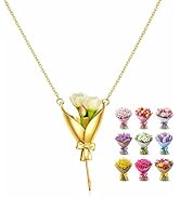 Roe Dolph Flower Bouquet Necklace Flower Holder Necklace Pendant Creative Floral Vase Necklaces K...