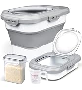 Komzon Rice Storage Container, Collapsible Airtight Food Storage Containers 6-20 Lbs, Rice Dispen...