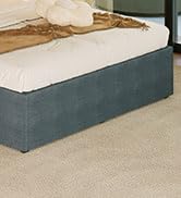 EMODA Queen Bed Frame with White Cover No Box Spring Needed, 18 Inch Heavy Duty Metal Platform Be...