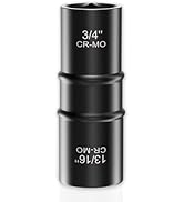 1/2 Inch Drive 3/4" x 13/16" Thin Wall Impact Flip Socket,XEWEA Lug Nut Impact Socket Set Double ...
