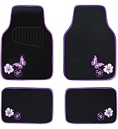 CAR PASS Embroidery Butterfly and Flower Car Floor Mats, Purple Car Floor Mats, Universal Fit 95%...