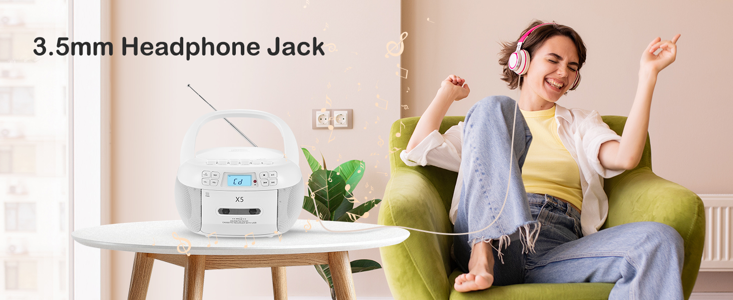 cd tape cassette player combo headphone jack