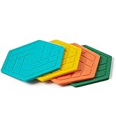 Shinemade Drink Coasters, Set of 4 - Easy Coasting Extra Thick Premium Silicone Barware (Variety ...