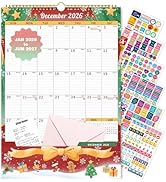 Ospelelf Wall Calendar 2026-2027 with Storage Pocket, 17" X 12" Monthly Large Planner with Protec...