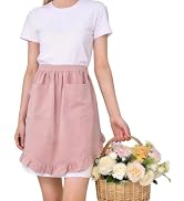 ARBINSON Vintage Maid Apron for Women with Pocket, Half Ruffle Apron for Kitchen Cooking Waitress...