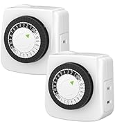 BN-LINK Indoor Timers Plug Mechanical 2 Prong 24-Hour Mini Lamp Timers 2 Pack, for Electrical Out...