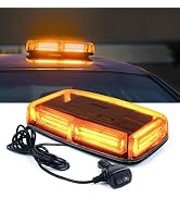 Xprite COB LED Amber Rooftop Strobe Beacon Lights w/Magnetic Base 19 Flashing Pattern, Safety War...