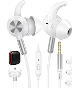 3.5mm Wired Earbuds Anti-Loose Wingtip Noise Canceling in-Ear Headphone with Mic School PC Comput...