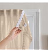 Sovtfides Brown Curtains 59 Inch Length 2 Panels,Self Adhesive & Rod Pocket Curtains, Two in One ...