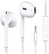 MOSWAG Wired Earbuds with Microphone, 3.5mm Jack in Ear Headphones with Microphone Suitable for S...