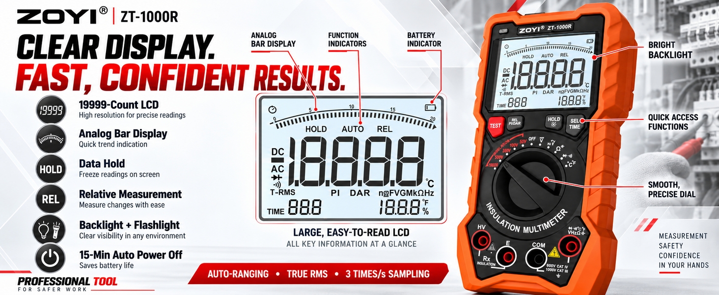 2 in 1 19999 Counts Multimeter Megohmmeter Insulation Resistance Tester