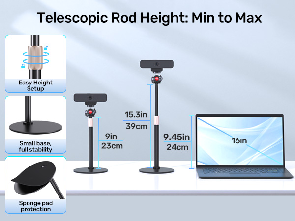 webcam stand: min to max height