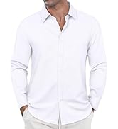 J.VER Oxford Shirts for Men Stretch Button Down Shirts Solid Casual Long Sleeve Dress Shirts with...