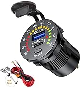 GemCoo PD Type C USB Car Charger Socket and QC 3.0 Quick Charger 12V USB Port with ON/Off Switch ...