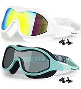 Keary 2 Pack Swim goggles for Adult Youth with Soft Silicone Gasket, Anti-fog UV Protection No Le...