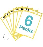 SUNEE 6 Packs Oversized Reusable Dry Erase Pocket Sleeves with Ring, Yellow 10x14 Ticket Holders,...