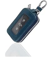 Turcee Car Key Cover,Leather Key Fob Case with Keychain & Carabiner,Universal Smart Key Fob Holde...