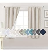 H.VERSAILTEX Linen Look 100% Blackout Curtains 45 Inches Long for Bedroom Full Light Blocking Rod...