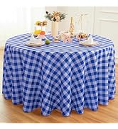 Essifunia Waterproof Plaid Tablecloth Fabric - Round 120 Inch Classic Gingham Checker Table Cloth...