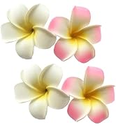 4Pcs White and Pink Hawaiian Frangipani Plumeria Foam Head Flower Clips,Bridal Wedding Party Beac...