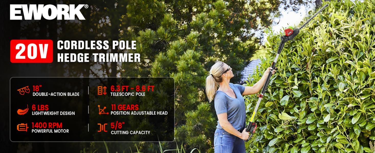 pole hedge trimmer cordless