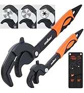 HORUSDY Heavy Duty Pipe Wrench Set, 10” and 15” Self-Adjusting Pipe Wrenches for Plumbing and HVA...