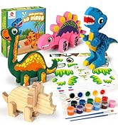 Mocoosy Wooden Dinosaur Painting Art and Craft Kit for Kids 3-5, Build & Decorate Your Own Dinos ...