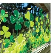 St. Patrick's Day Decoration Decals, Shamrock Border Window Clings, 4 Leaf Clover Stickers, Large...