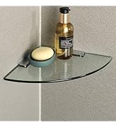 SAYAYO Glass Corner Shelf for Wall, Tempered Floating Glass Shelves for Bathroom 1 Pcs, Clear