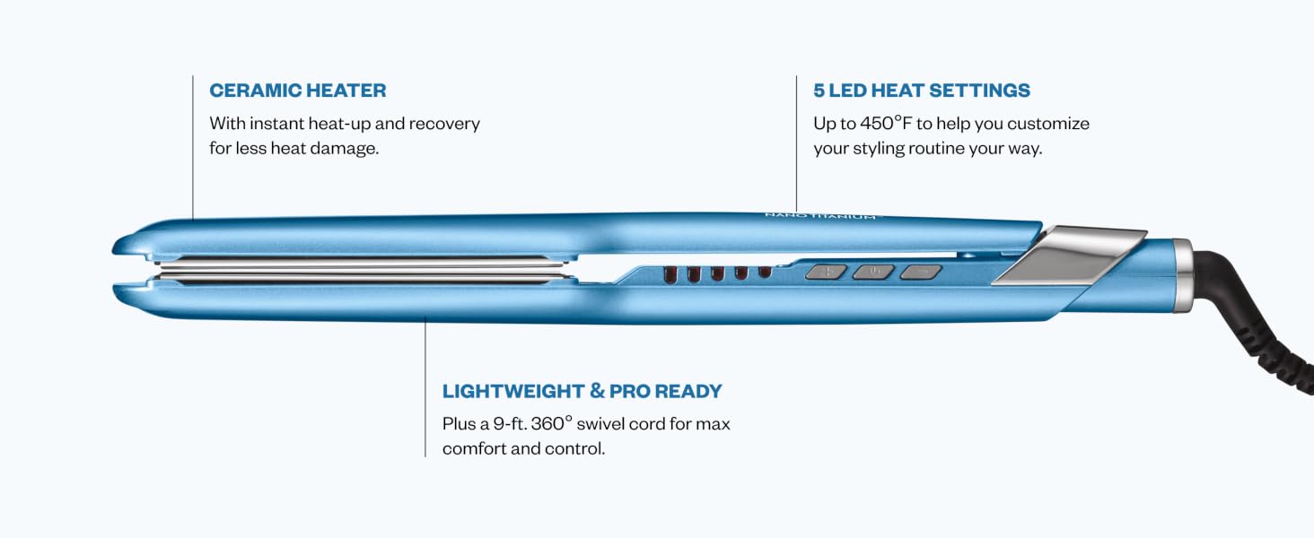 Ceramic heater. 5 LED heat settings. Lightweight and pro ready