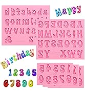 5 Pieces Letters Molds and Numbers Silicone Molds,0-9 Numbers, Uppercase and Lowercase Alphabet B...
