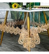 Jeloris Plastic Clear Rectangle Tablecloth Vinyl PVC Waterproof Tablecloth Embroidered Lace Edge ...