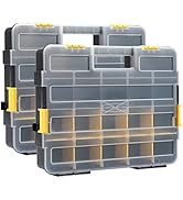 MIXPOWER 2 Pieces 34-Compartment Toolbox Organizer sets, 20 Removable Dividers, Black/Yellow, 2 P...