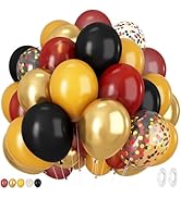 Black Burgundy Gold Balloon, 12 Inches 50 Pcs Burgundy and Gold Balloons Set with Metallic Gold B...