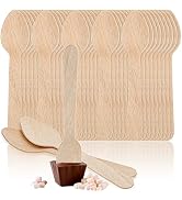 ZOOFOX 300 Pieces Disposable Mini Cutlery Spoons, 4.3" Mini Wooden Spoons, Birchwood Ice Cream Sp...