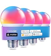 Consciot Smart Light Bulbs, A19 E26 Color Changing LED Bulbs, WiFi & Bluetooth, Matter-Certified,...