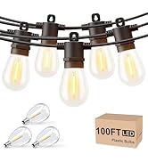 Svater Outdoor String Lights 100 FT, Patio Lights for Outside with 33 pcs S14 Shatterproof LED Bu...