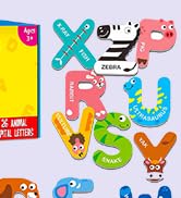 Large Size Magnetic Letters, Cute Animal Alphabet ABC Magnets for Fridge Colorful Uppercase Anima...