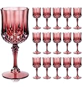 Ciaell 24PCS Burgundy Plastic Wine Glasses - 7 Oz Plastic Goblets for Party - Burgundy Vintage Dr...