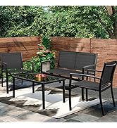 Greesum 4 Pieces Patio Furniture Set, Outdoor Conversation Sets for Patio, Lawn, Garden, Poolside...