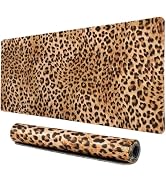 Lokigo Leopard Print Desk Pad, Brown Large Gaming Mouse Pad, Waterproof Rubber Base Mousepad for ...