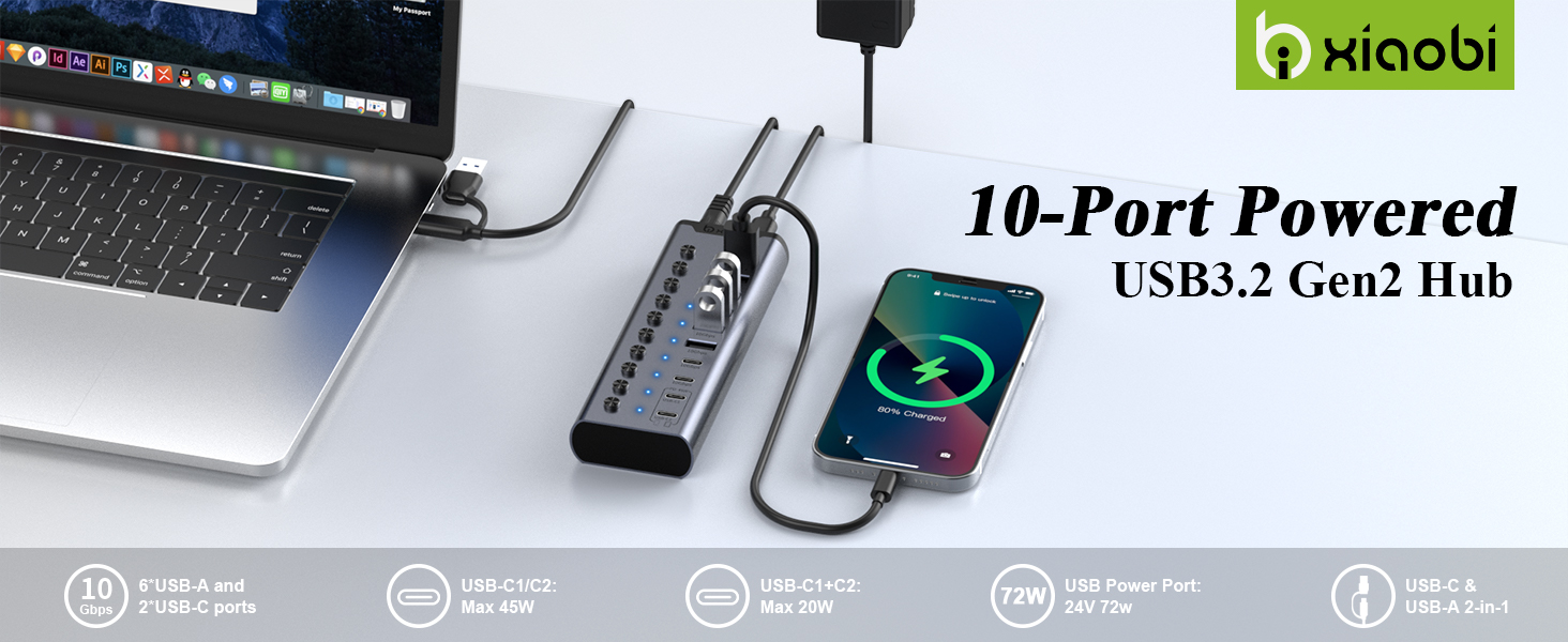 usb c hub powered usb multiport adapter