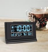 DreamSky Alarm Clocks for Bedrooms with Battery Backup, Auto Set Digital Clock with Date and Day ...