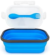 Lunbengo Collapsible Lunch Box Containers, Silicone Bento Box with Airtight Lid and 2 in1 Spoon &...