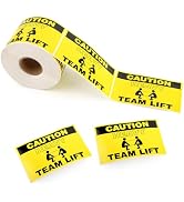 TK Thermal King, 1 Roll 3" x 5" Caution Heavy Labels Yellow Fluorescent Strong Adhesive Team Lift...